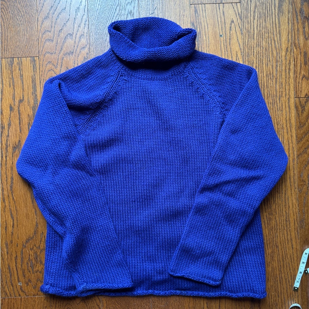 Vintage 90s J. Crew Blue Purple wool Roll neck sweater XS